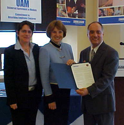 EEOC Chair Dominguez, CEO Joe Sambataro and EEOC Attorney-Mediator Nancy Maisano