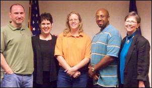 Left to right: D. Andrew Winston, EEOC Trial Attorney; Laurie Scott Paddock,<br> Private Counsel; Lisa Cornwell, Charging Party; Glenn Parker, EEOC Investigator;<br> Rita Byrnes Kittle, EEOC Supervisory Trial Attorney