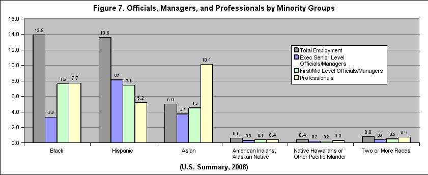 Figure 7. Officials, Managers, and Professionals by Minority Groups