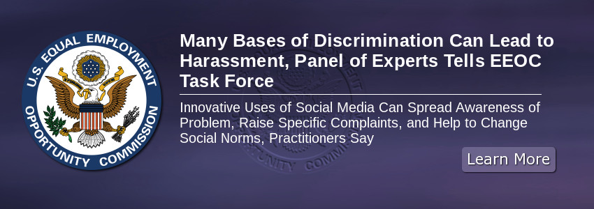 Many Bases of Discrimination Can Lead to Harassment, Panel of Experts Tells EEOC Task Force