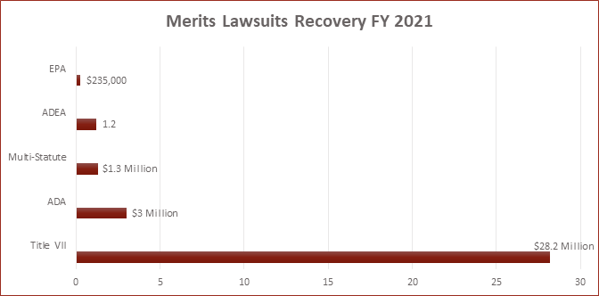 FY 2021 Merits Lawsuits Recovery. Data tables follows