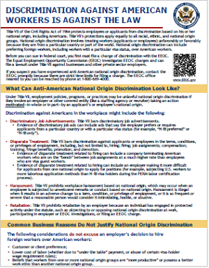 Discrimination Against American Workers Is Against The Law