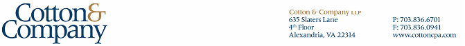Letterhead: Cotton and Company LLP